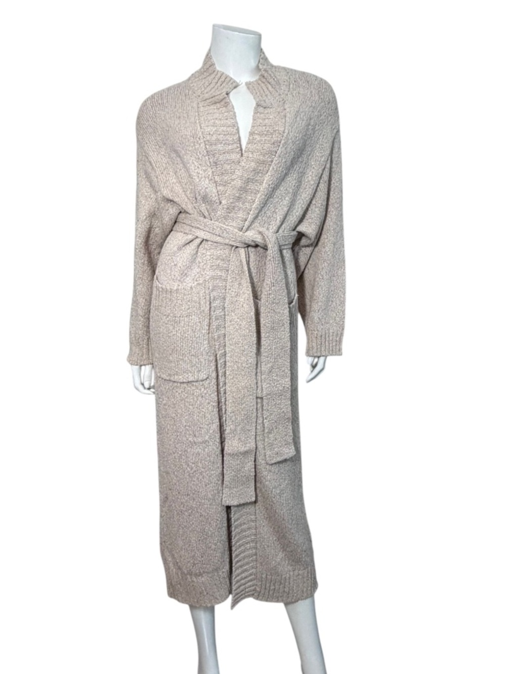 NWT Flannel Azura Longline Cardigan S/M Silk Linen Belted Duster $695